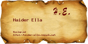 Haider Ella névjegykártya